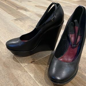 Chloe Platform Wedge Black Leather Heel Mary Jane Shoes. Excellent condition.